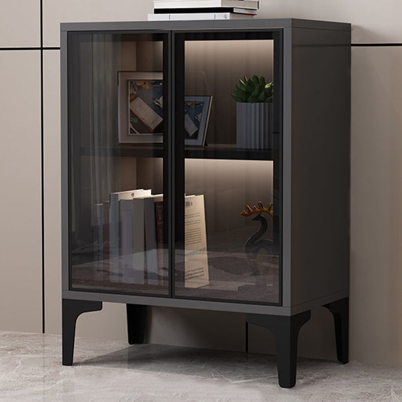 Glam Glass Door Server Wood Dinner Server Cabinet without LED Lights