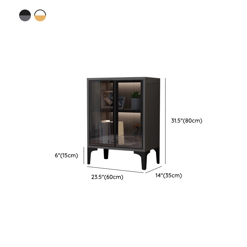 Glam Glass Door Server Wood Dinner Server Cabinet without LED Lights