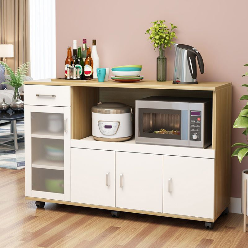 Modern Style Dinner Server Engineered Wood Server with Open Storage