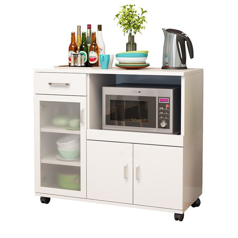 Modern Style Dinner Server Engineered Wood Server with Open Storage