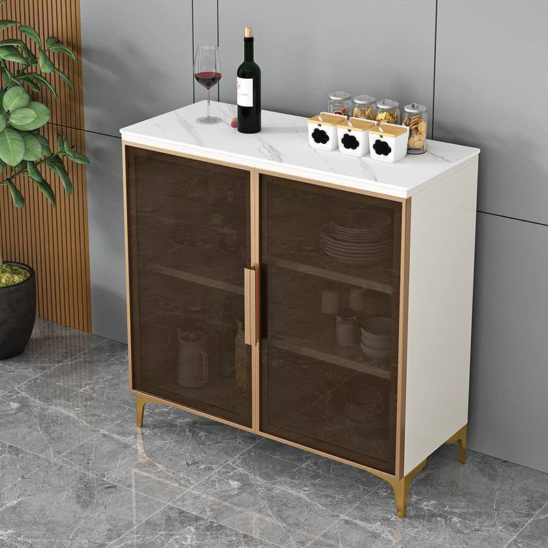 Modern Style Dinner Server Engineered Wood Server with Metal Legs