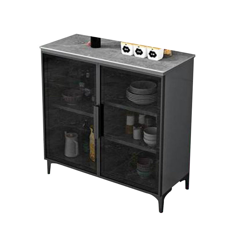 Modern Style Dinner Server Engineered Wood Server with Metal Legs