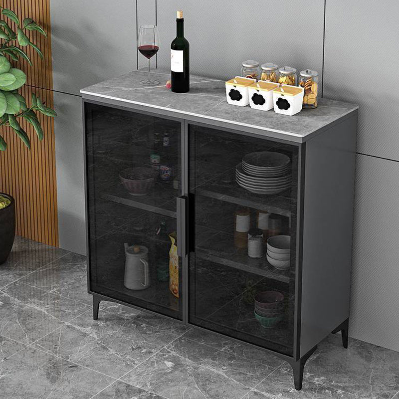 Modern Style Dinner Server Engineered Wood Server with Metal Legs