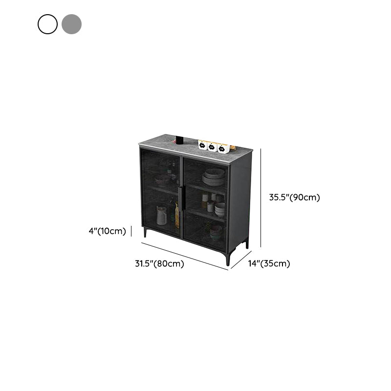 Modern Style Dinner Server Engineered Wood Server with Metal Legs