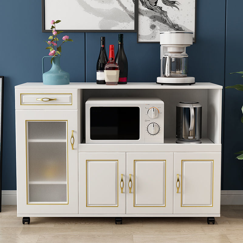 Glam Style Kitchen Server Engineered Wood Server with Open Storage