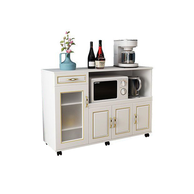 Glam Style Kitchen Server Engineered Wood Server with Open Storage