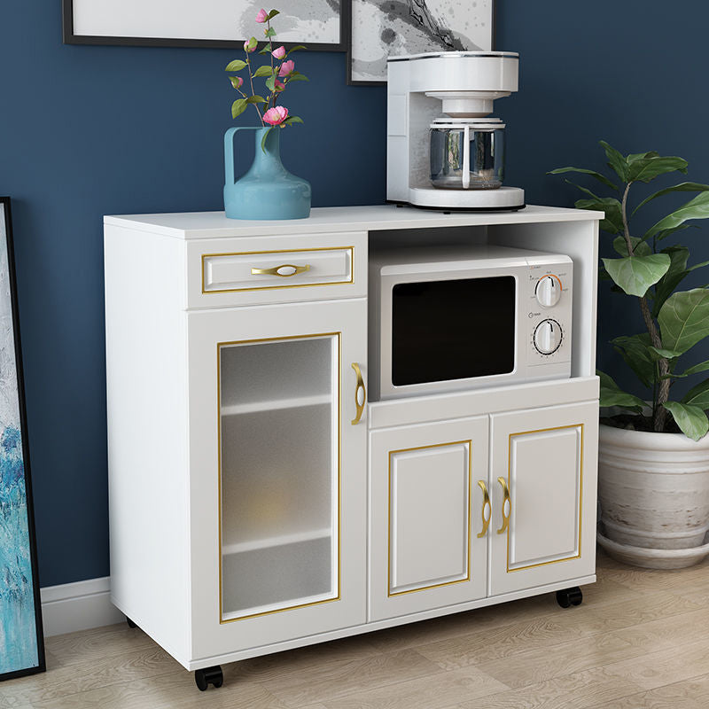 Glam Style Kitchen Server Engineered Wood Server with Open Storage