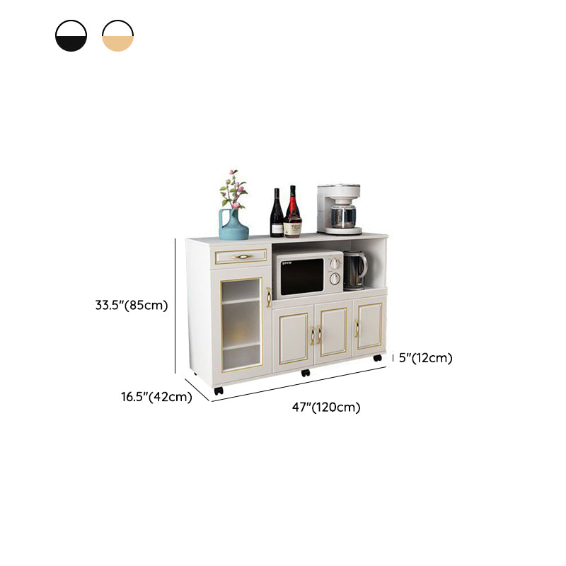 Glam Style Kitchen Server Engineered Wood Server with Open Storage