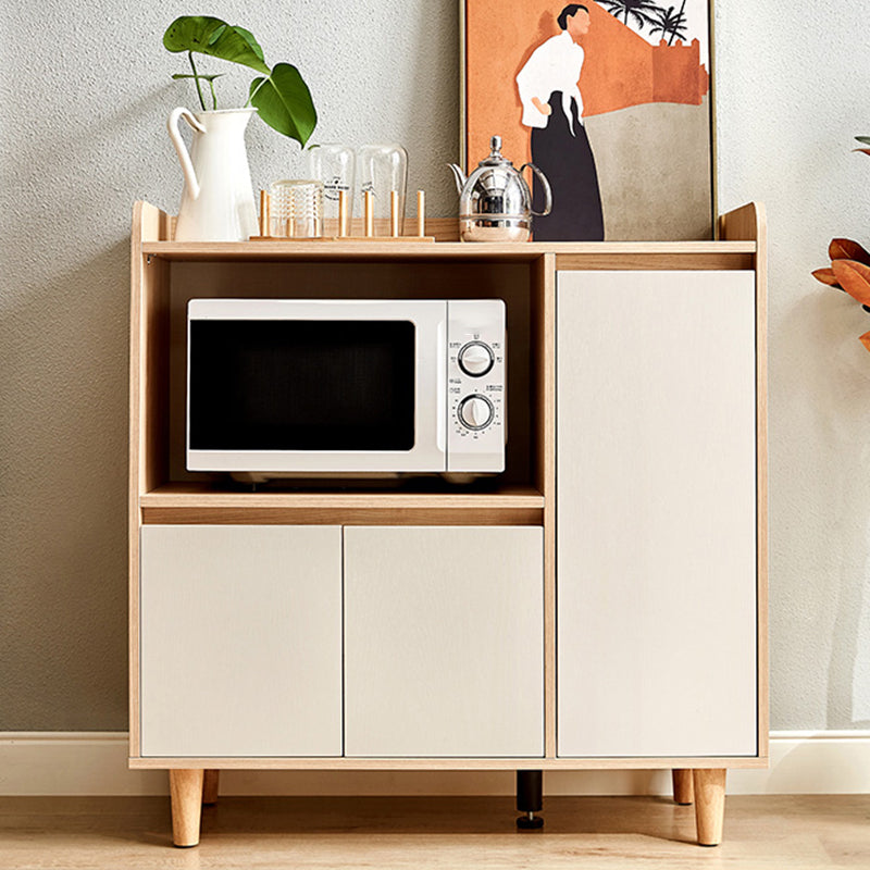 Wood Buffet Table Glam Style Server with Cabinets and Drawers