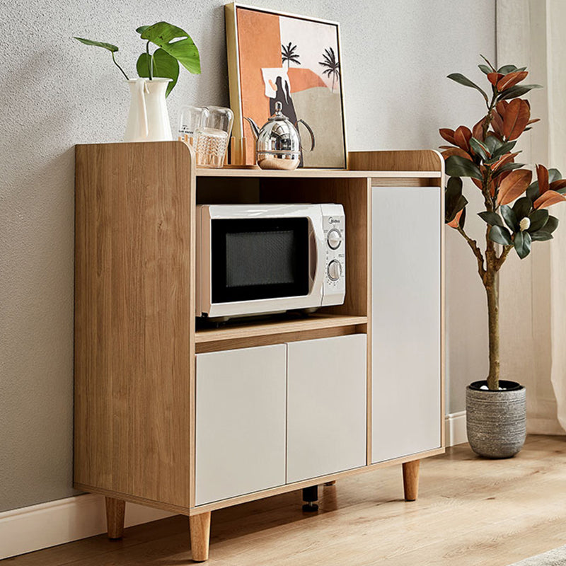 Wood Buffet Table Glam Style Server with Cabinets and Drawers