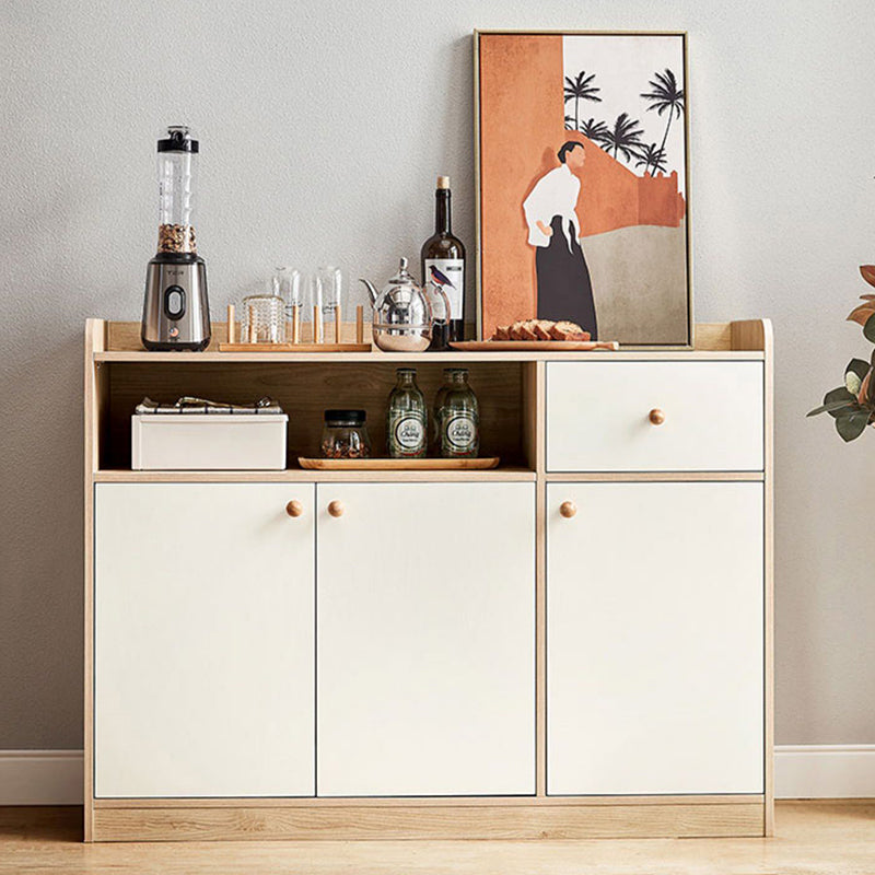 Wood Buffet Table Glam Style Server with Cabinets and Drawers