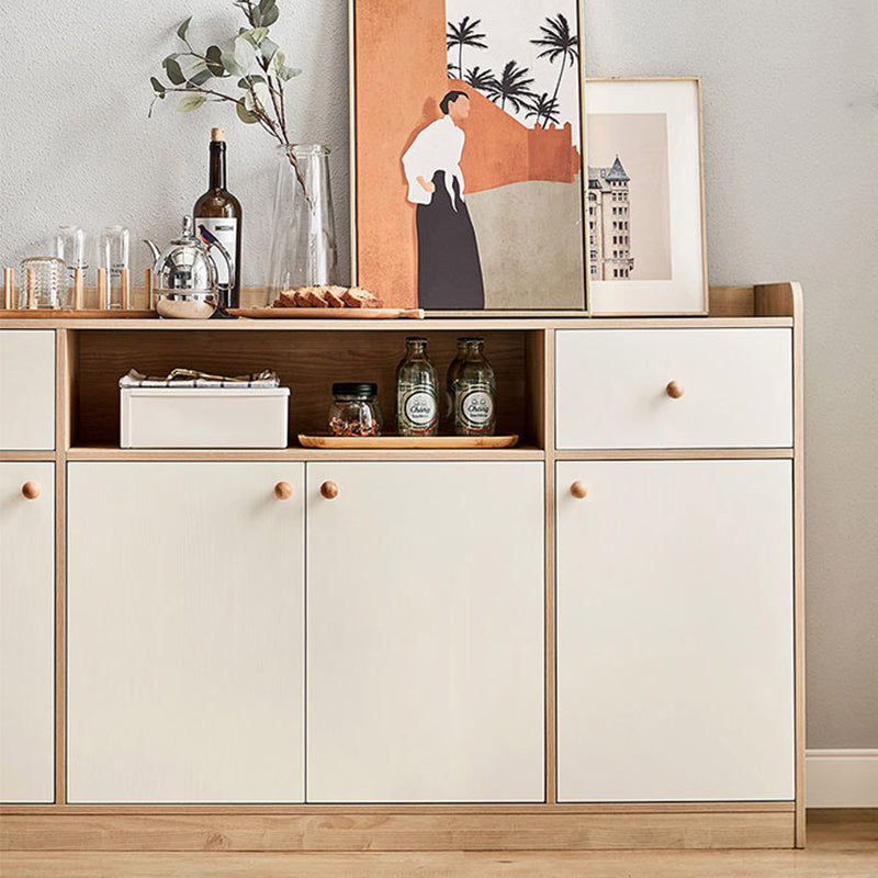 Wood Buffet Table Glam Style Server with Cabinets and Drawers