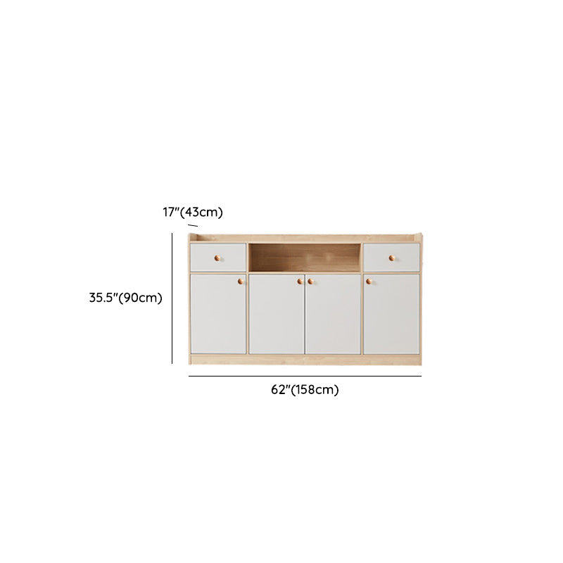 Wood Buffet Table Glam Style Server with Cabinets and Drawers