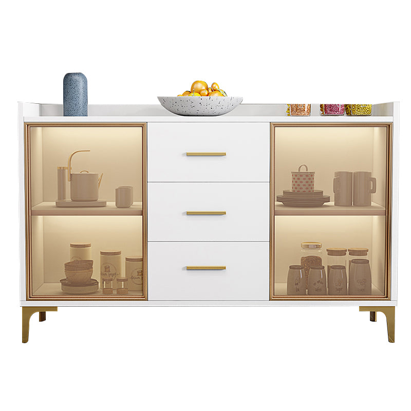 Contemporary Style Buffet Table Wood Side Board with Cabinets and Drawers