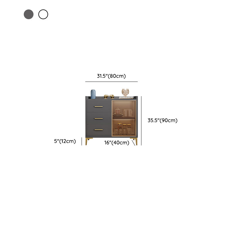 Contemporary Style Buffet Table Wood Side Board with Cabinets and Drawers