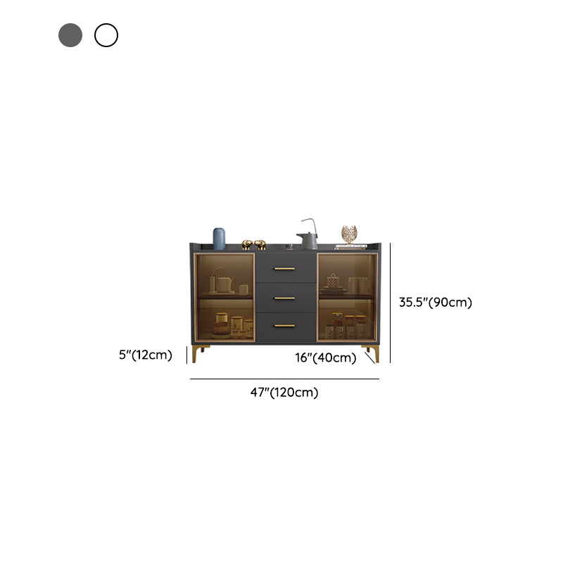 Contemporary Style Buffet Table Wood Side Board with Cabinets and Drawers