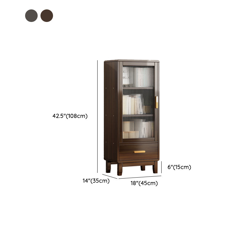 Glam Style Acrylic Door Server Bamboo Dinner Server with 1 Drawer