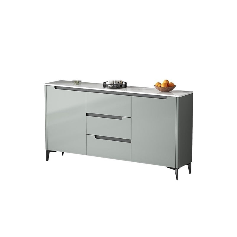 Contemporary Style Buffet Table Stone Side Board with Cabinets and Drawers