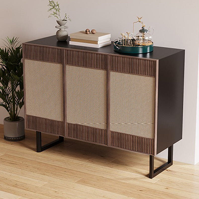 Contemporary Buffet Table Solid Wood Side Board with Cabinets