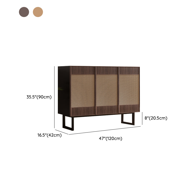 Contemporary Buffet Table Solid Wood Side Board with Cabinets