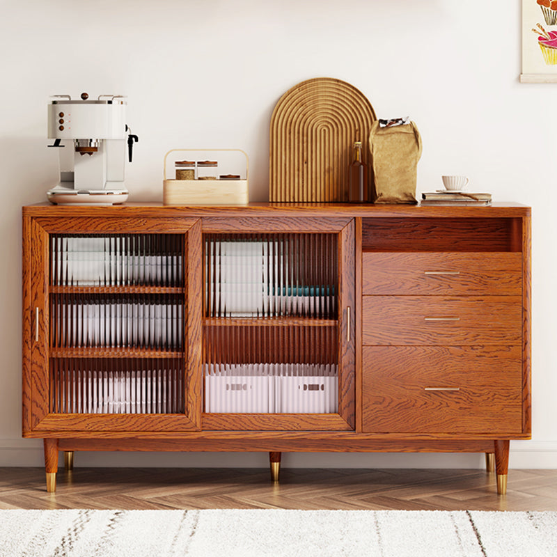 Contemporary Sideboard Solid Wood Side Board with Cabinets and Drawers