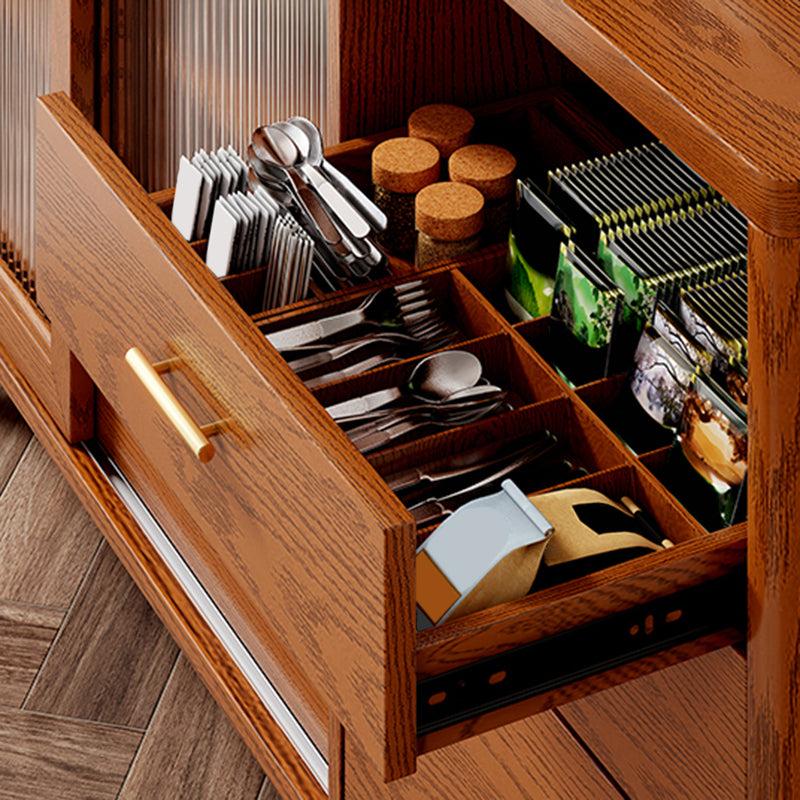 Contemporary Sideboard Solid Wood Side Board with Cabinets and Drawers