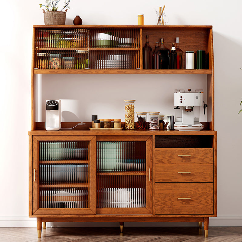 Contemporary Sideboard Solid Wood Side Board with Cabinets and Drawers