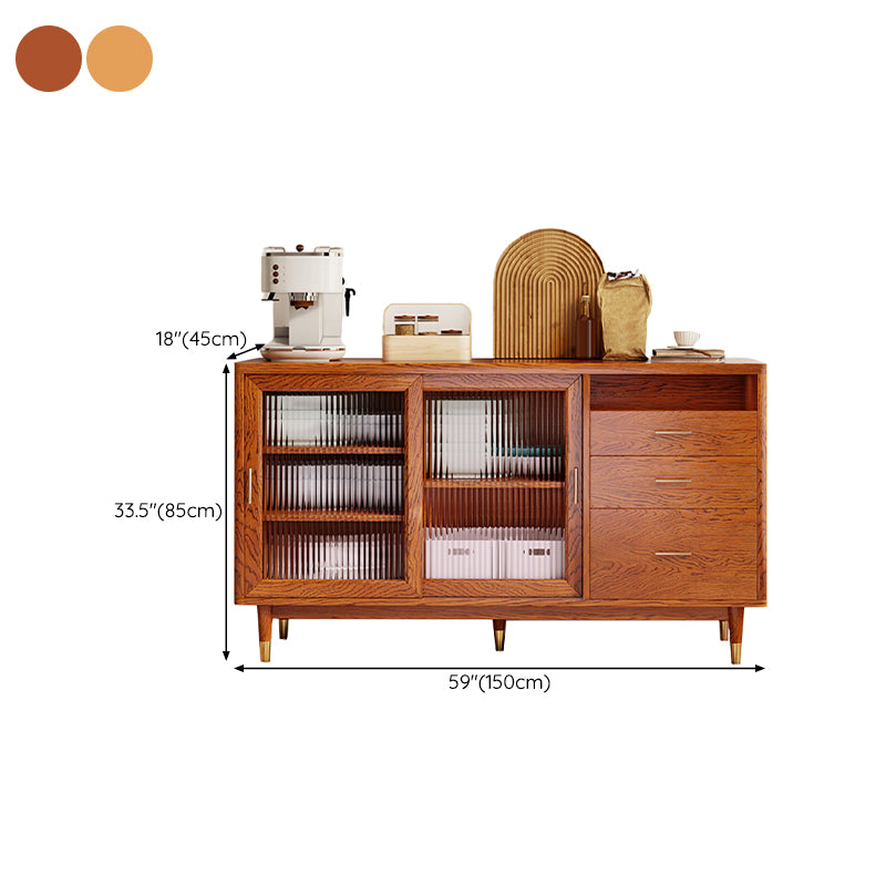 Contemporary Sideboard Solid Wood Side Board with Cabinets and Drawers