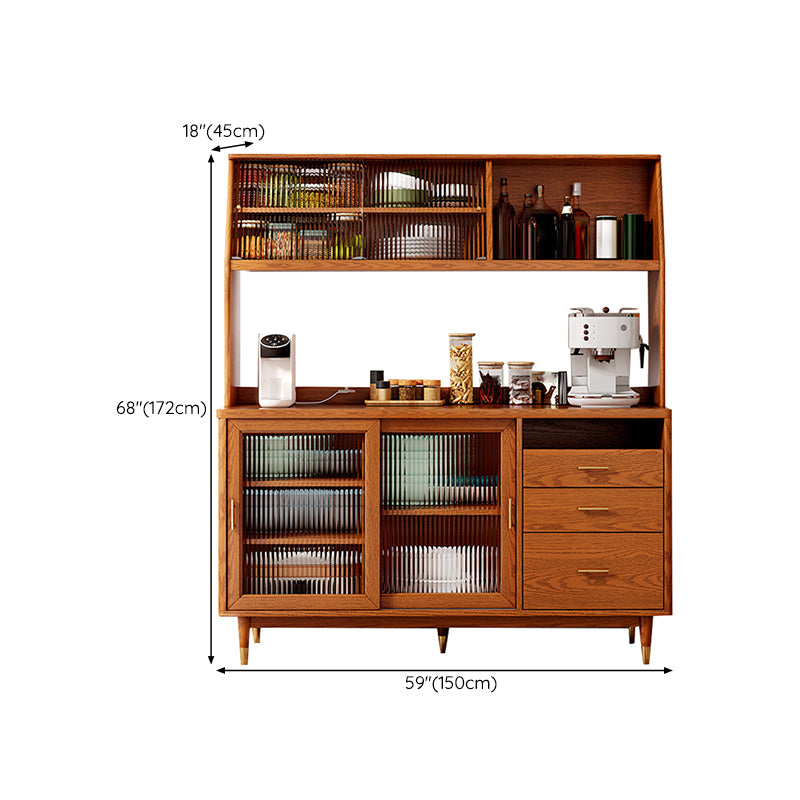 Contemporary Sideboard Solid Wood Side Board with Cabinets and Drawers