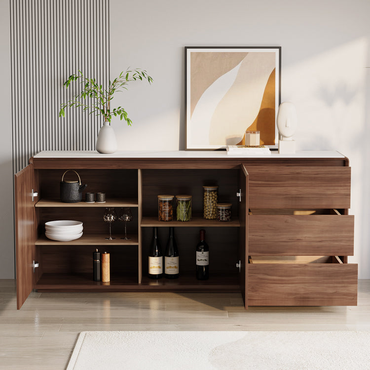 Brown Buffet Sideboard with Drawers Contemporary Dining Server