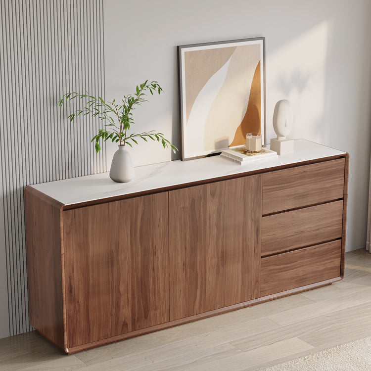 Brown Buffet Sideboard with Drawers Contemporary Dining Server