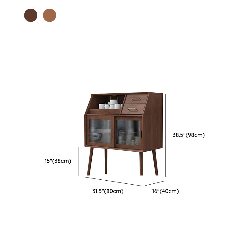 Modern Style Dinner Server Solid Wood Open Storage Server with 2 Doors