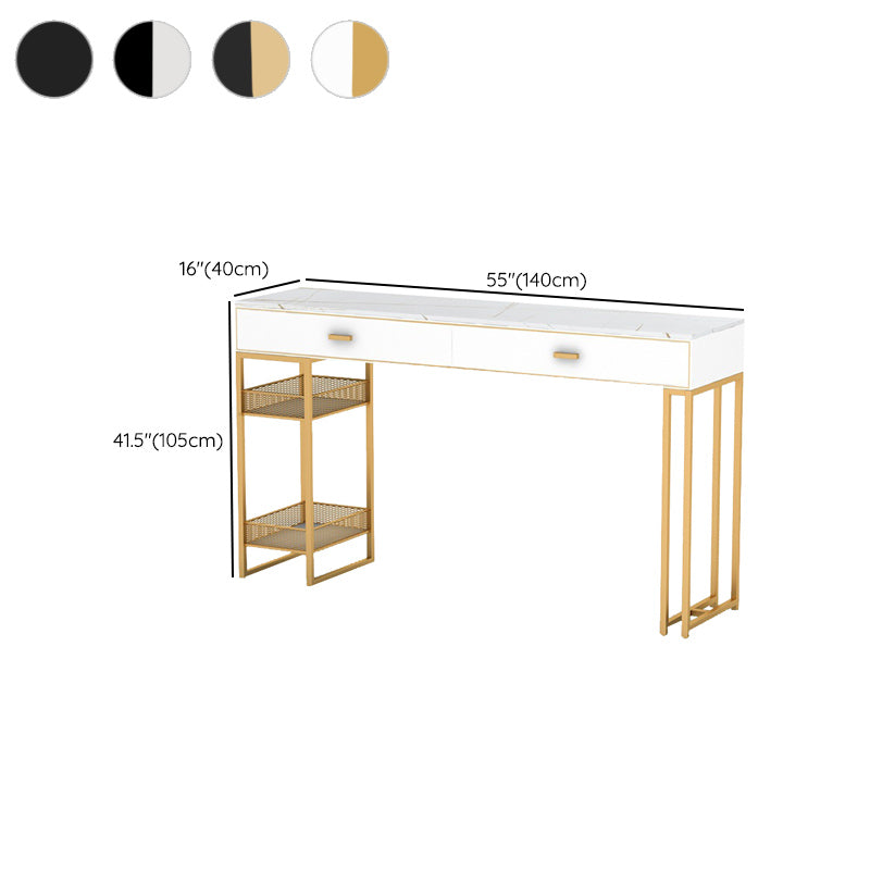 Sintered Stone Bistro Bar Table Gold Frame Base Bar Table with Drawers