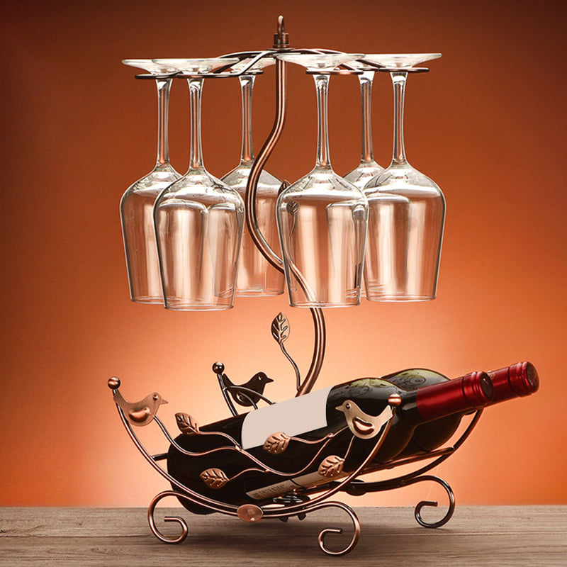 Countertop Wine Holder Rack Metal Wine Rack Kit with Wine Storage