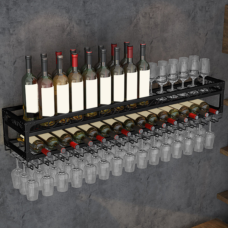 Wall Mounted Wine Rack Kit with Wine Storage Metal Wine Shelf