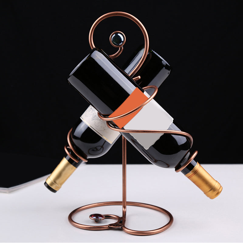 Modern Gold Bottle Holder Tabletop Metal Wine Bottle Holder for Kitchen