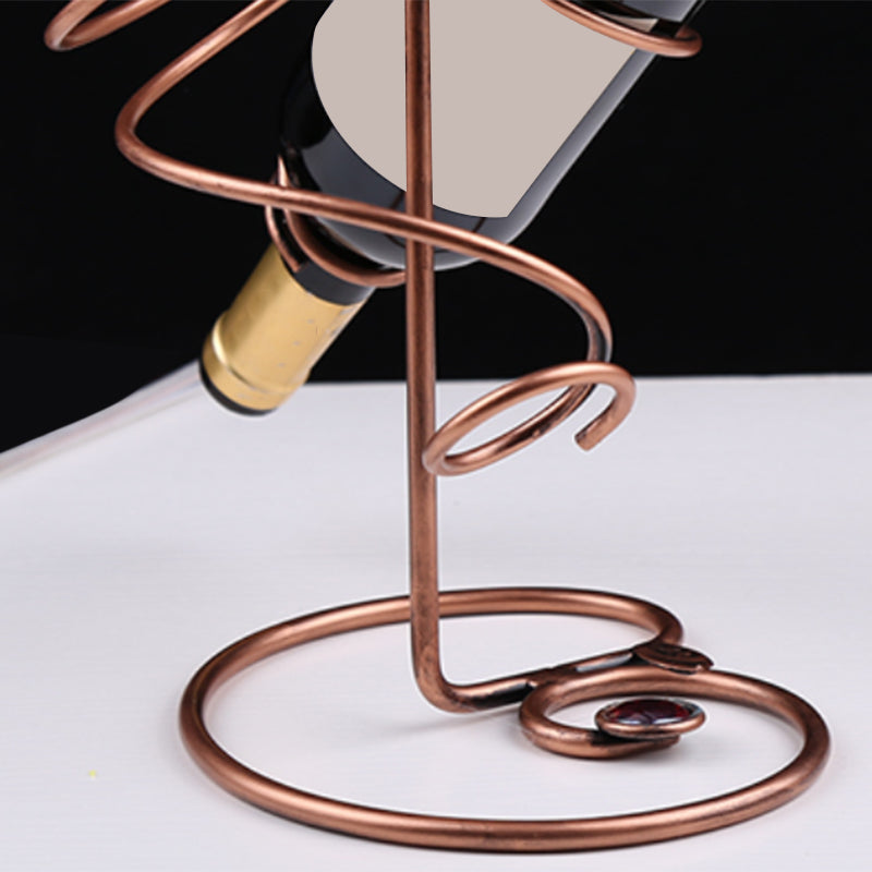 Modern Gold Bottle Holder Tabletop Metal Wine Bottle Holder for Kitchen