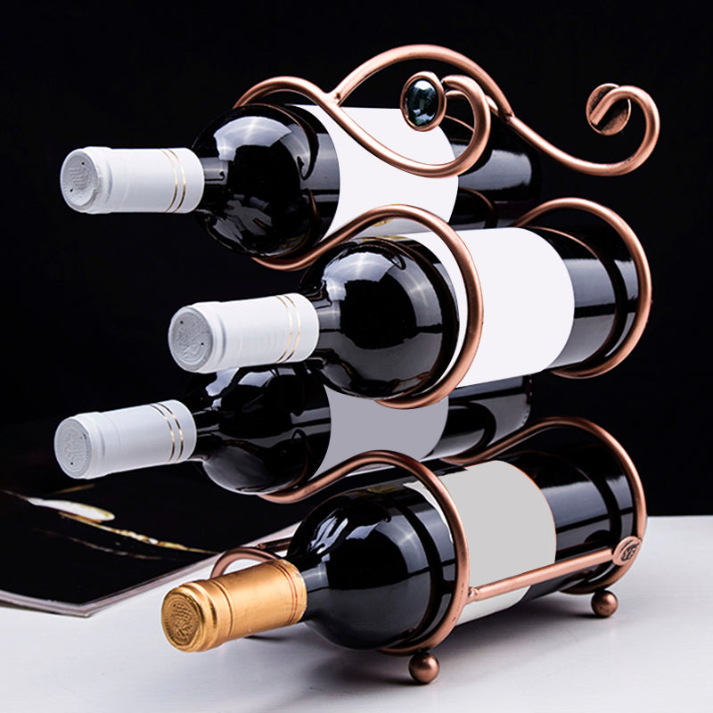 Copper Metal Wine Bottle Rack Contemporary Countertop Bottle Holder