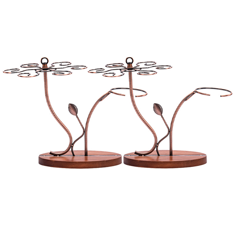 Contemporary Tabletop Wine Glass Rack Metal and Wood Glass Rack