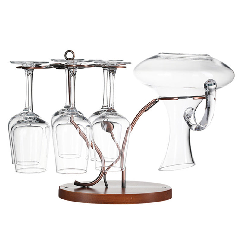 Contemporary Tabletop Wine Glass Rack Metal and Wood Glass Rack