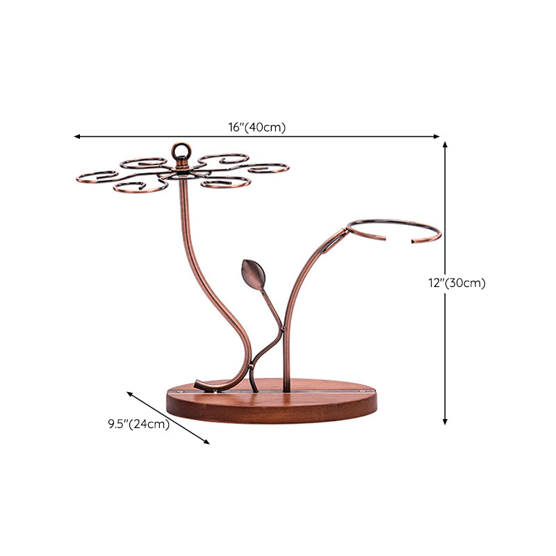 Contemporary Tabletop Wine Glass Rack Metal and Wood Glass Rack