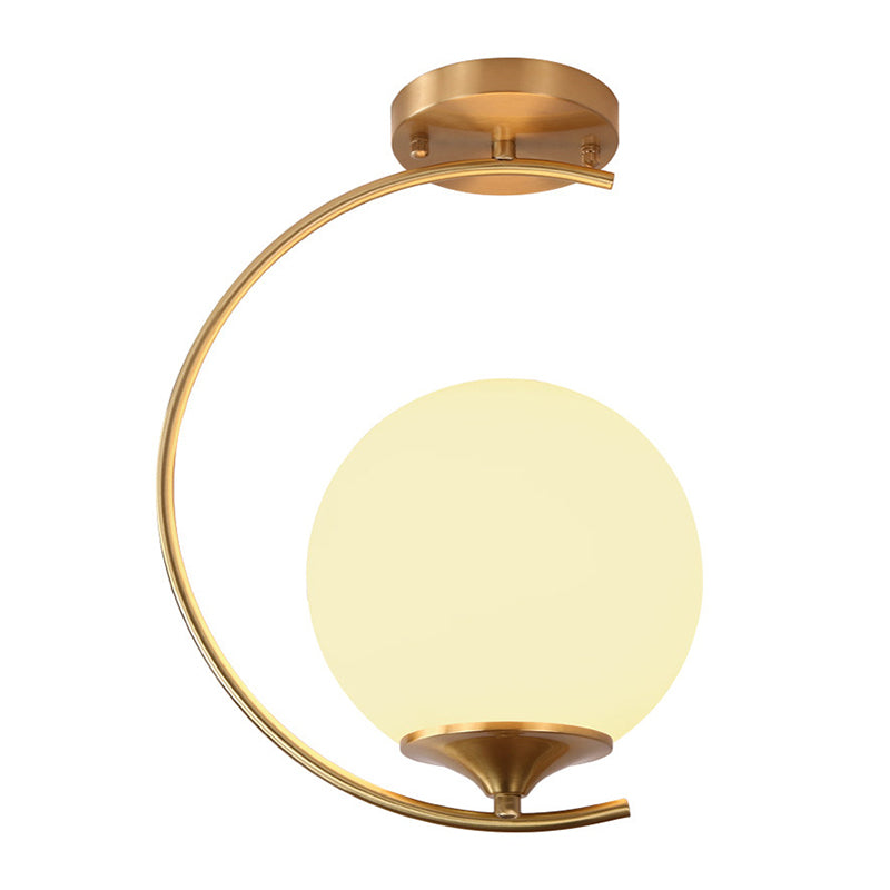 Glass Ball Shape Flush Mount Light Modern-Style 1 Light Flush Ceiling Light in Gold