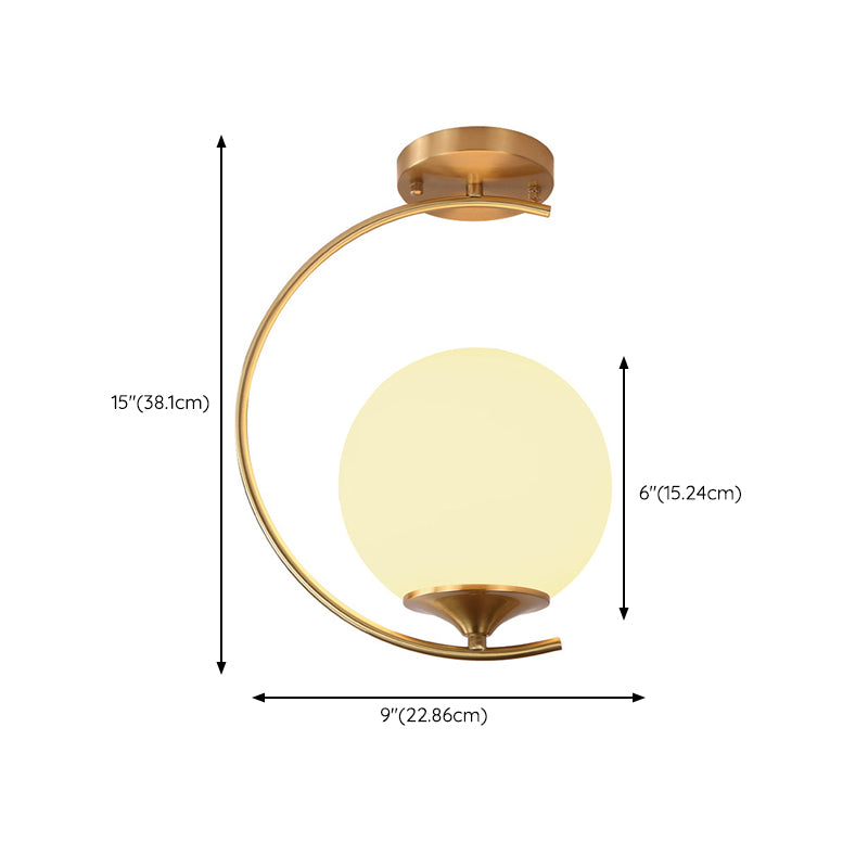 Glass Ball Shape Flush Mount Light Modern-Style 1 Light Flush Ceiling Light in Gold