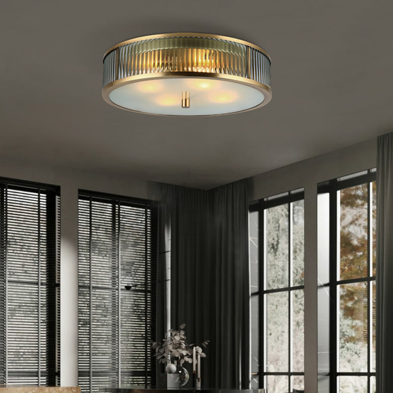 American Style Ceiling Light Round Shape Ceiling Lamp with Glass Shade for Bedroom