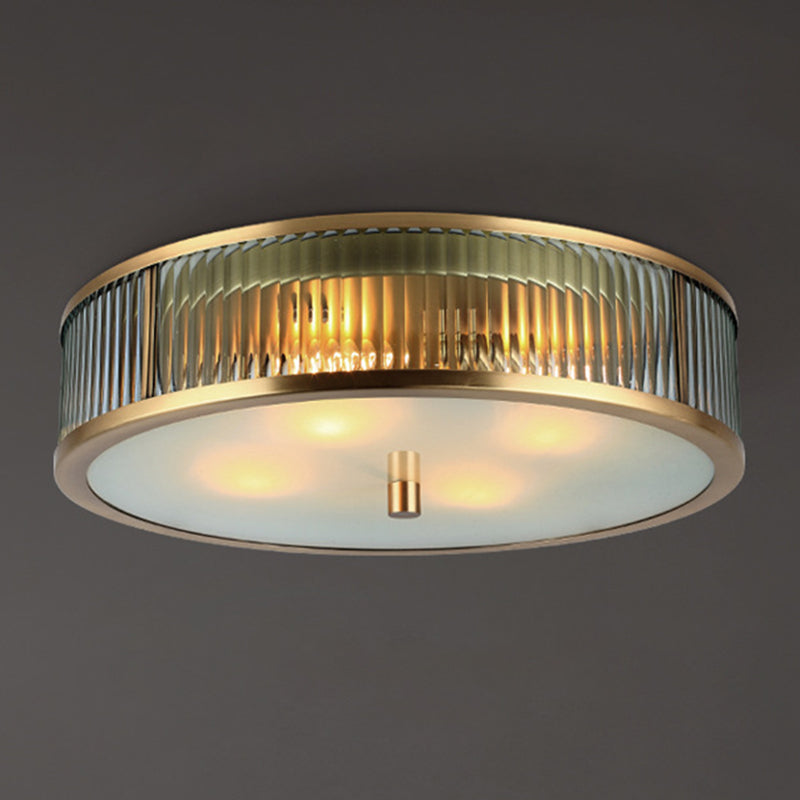 American Style Ceiling Light Round Shape Ceiling Lamp with Glass Shade for Bedroom