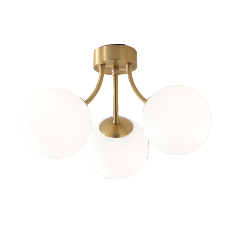 Nordic Style Golden Ceiling Lamp Ball Shape Glass Shade Ceiling Light for Bedroom