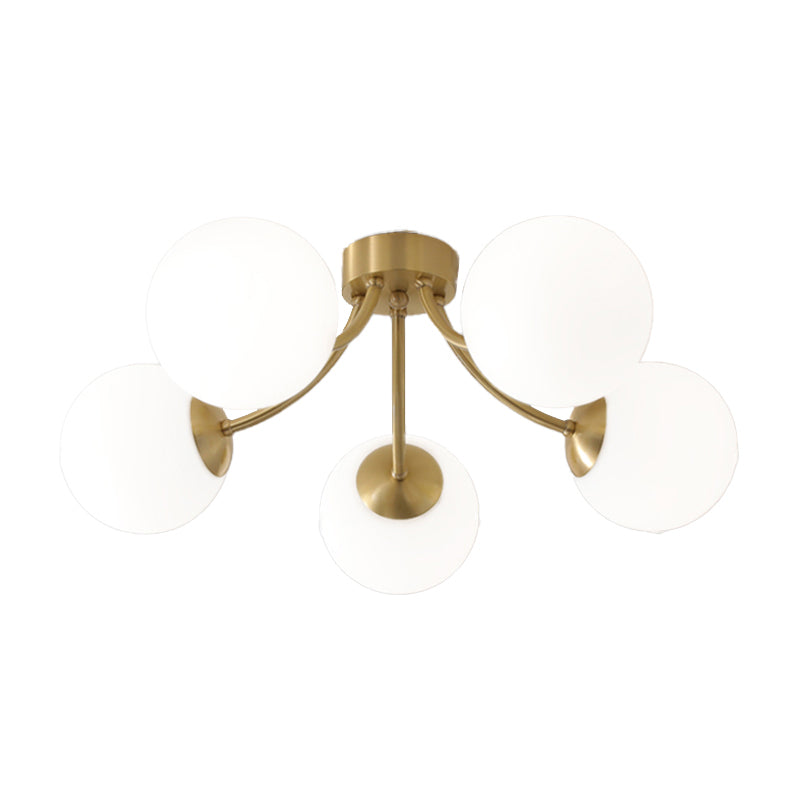 Nordic Style Golden Ceiling Lamp Ball Shape Glass Shade Ceiling Light for Bedroom