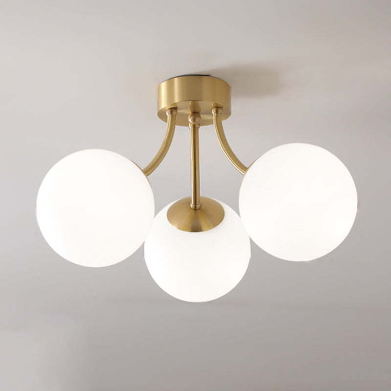 Nordic Style Golden Ceiling Lamp Ball Shape Glass Shade Ceiling Light for Bedroom