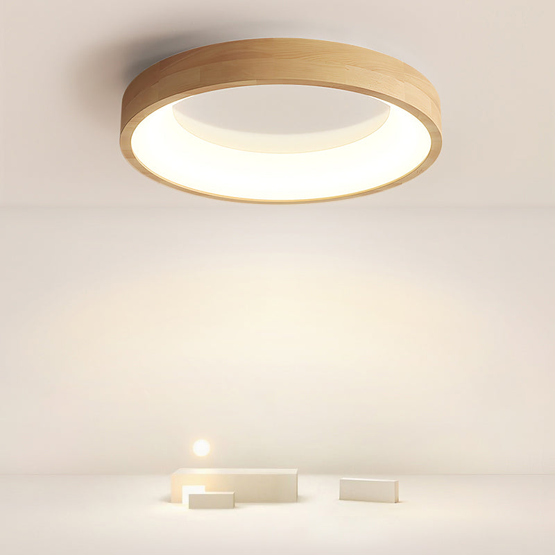 Japanese Style LED Wooden Ceiling Light Circle Shape Ceiling Lamp for Bedroom