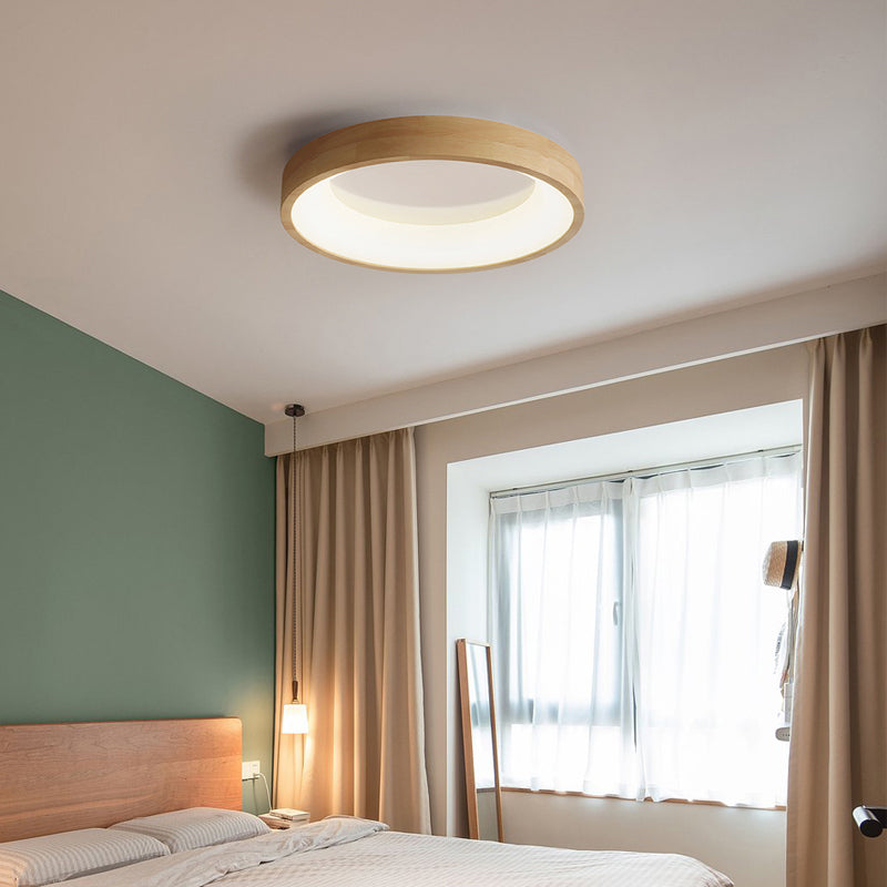 Japanese Style LED Wooden Ceiling Light Circle Shape Ceiling Lamp for Bedroom